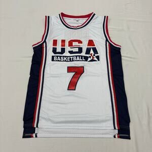 TEAM USA 1992 DREAM TEAM CUSTOM LARRY BIRD MESH WHITE JERSEY SIZE S VINTAGE 90'S